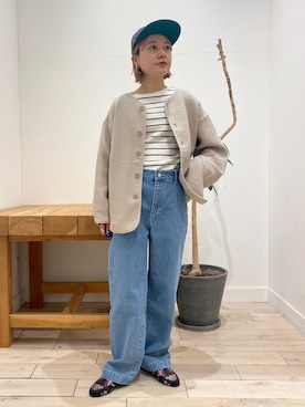 「キルトジャケット」｜「アイテム（帽子）」を使った、naminoさん（レディース・154cm）の冬コーディネート