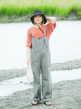 「EKAL（エカル）のアイテム（オールインワン・サロペット）」を使った、naminoさん（レディース・155cm）の夏コーディネート
