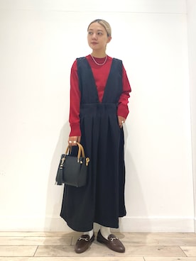「Gramicci（グラミチ）のアイテム（ワンピース/ドレス）」を使った、naminoさん（レディース・154cm）の秋コーディネート