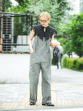 「EKAL（エカル）のアイテム（オールインワン・サロペット）」を使った、naminoさん（レディース・155cm）の夏コーディネート