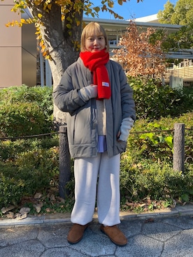 「モンスターパーカー」｜「アイテム（スリッポン）」を使った、naminoさん（レディース・154cm）の冬コーディネート