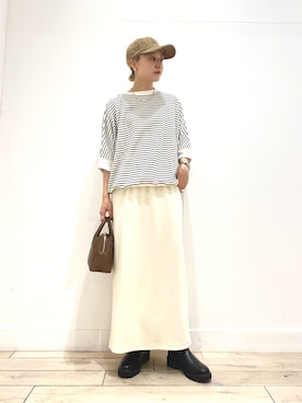「FRUIT OF THE LOOM（フルーツオブザルーム）のアイテム（帽子）」を使った、naminoさん（レディース・154cm）の秋コーディネート