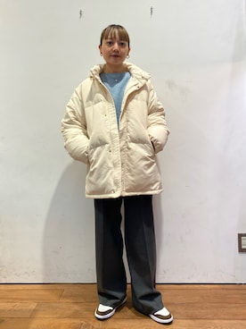 「エアジョーダン」｜「アイテム（ダウンジャケット/コート）」を使った、naminoさん（レディース・154cm）の秋コーディネート