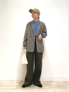 「FRUIT OF THE LOOM（フルーツオブザルーム）のアイテム（帽子）」を使った、naminoさん（レディース・154cm）の秋コーディネート