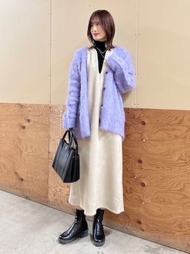 「ITEMS URBANRESEARCH（アイテムズ アーバンリサーチ）のアイテム（ジャンパースカート）」を使った、ERIKAさん（レディース・161cm）の冬コーディネート