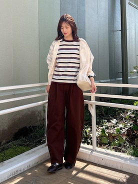 「ITEMS URBANRESEARCH（アイテムズ アーバンリサーチ）のシアーポケットスキッパーシャツ（シャツ/ブラウス、ホワイト系）」を使った、ERIKAさん（レディース・161cm）の春コーディネート