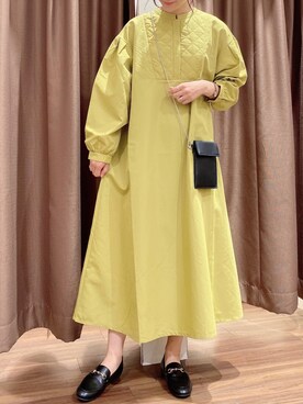 「マスタード」｜「アイテム（シャツワンピース）」を使った、ERIKAさん（レディース・161cm）の夏コーディネート