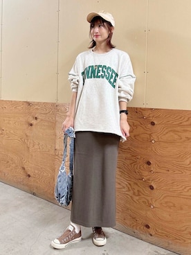 「ITEMS URBANRESEARCH（アイテムズ アーバンリサーチ）のリブロングスカート（スカート）」を使った、ERIKAさん（レディース・161cm）の秋コーディネート