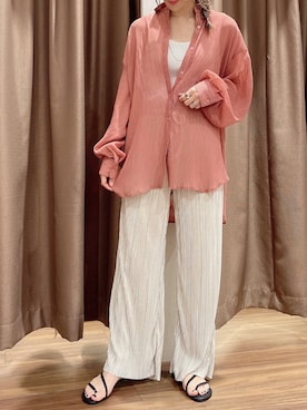「ビッグシャツ」｜「アイテム（その他）」を使った、ERIKAさん（レディース・161cm）の夏コーディネート