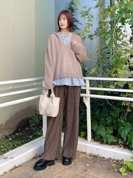 「RODE SKO（ロデスコ）のアイテム」を使った、ERIKAさん（レディース・161cm）の秋コーディネート