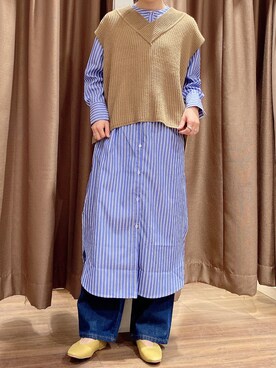 「ベスト×ワンピース」｜「アイテム（その他）」を使った、ERIKAさん（レディース・161cm）の冬コーディネート