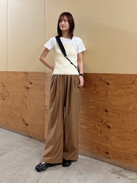 「ITEMS URBANRESEARCH（アイテムズ アーバンリサーチ）のコンパクトTシャツ（Tシャツ/カットソー、ホワイト系）」を使った、ERIKAさん（レディース・161cm）の夏コーディネート