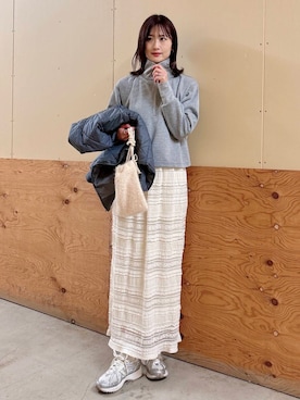 「ナチュラル×イエベ春」｜「アイテム（ジャケット/アウター）」を使った、ERIKAさん（レディース・161cm）の冬コーディネート
