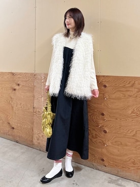 「ナチュラル×イエベ春」｜「アイテム（ワンピース/ドレス）」を使った、ERIKAさん（レディース・161cm）の冬コーディネート