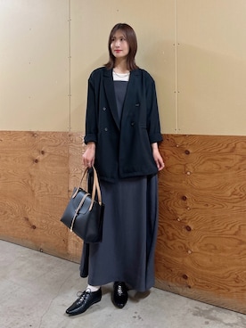 「ITEMS URBANRESEARCH（アイテムズ アーバンリサーチ）のリネンライクジャケット（その他アウター、ブラック系）」を使った、ERIKAさん（レディース・161cm）の春コーディネート