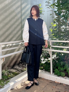 「アイテム（セットアップ、ブラック系）」を使った、ERIKAさん（レディース・161cm）の秋コーディネート