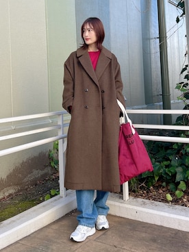 「アイテム（チェスターコート）」を使った、ERIKAさん（レディース・161cm）の冬コーディネート