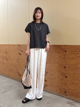 「RODE SKO（ロデスコ）のダブルベルテッドサンダル（サンダル、ブラック系）」を使った、ERIKAさん（レディース・161cm）の夏コーディネート