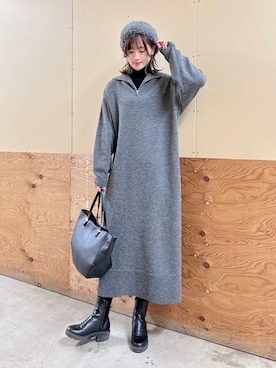 「アイテム（ハンチング/ベレー帽）」を使った、ERIKAさん（レディース・161cm）の秋コーディネート