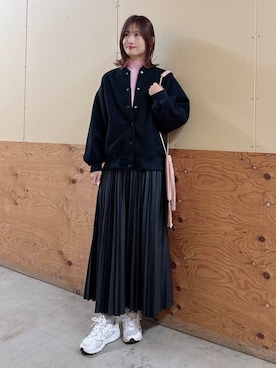 「スカートコーデ」｜「アイテム（スタジャン）」を使った、ERIKAさん（レディース・161cm）の秋コーディネート