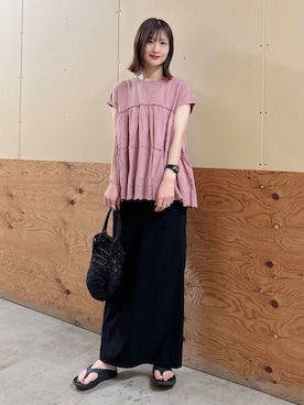 「ナチュラル×イエベ春」｜「アイテム（アクセサリー）」を使った、ERIKAさん（レディース・161cm）の夏コーディネート