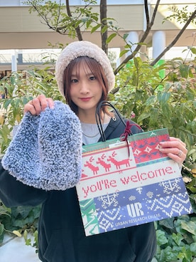 「アイテム（ニットキャップ/ビーニー、ホワイト系）」を使った、ERIKAさん（レディース・161cm）の秋コーディネート