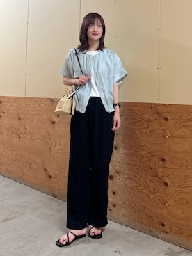 「ITEMS URBANRESEARCH（アイテムズ アーバンリサーチ）のヨウリュウドルマンブルゾン（ブルゾン、ブルー系）」を使った、ERIKAさん（レディース・161cm）の夏コーディネート