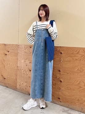 「ボーダーニット」｜「アイテム（ワンピース/ドレス）」を使った、ERIKAさん（レディース・161cm）の秋コーディネート