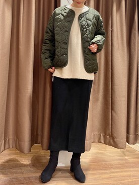 「カーキアウター」｜「アイテム（その他）」を使った、ERIKAさん（レディース・161cm）の冬コーディネート