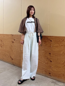 「RODE SKO（ロデスコ）のダブルベルテッドサンダル（サンダル、ブラック系）」を使った、ERIKAさん（レディース・161cm）の夏コーディネート