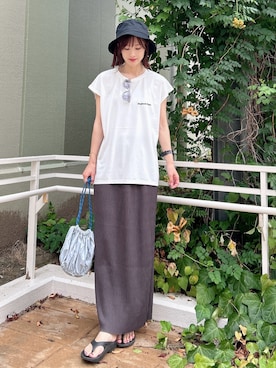 「アイテム（サングラス、イエロー系）」を使った、ERIKAさん（レディース・161cm）の夏コーディネート