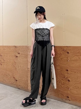 「アイテム（キャップ）」を使った、ERIKAさん（レディース・161cm）の夏コーディネート