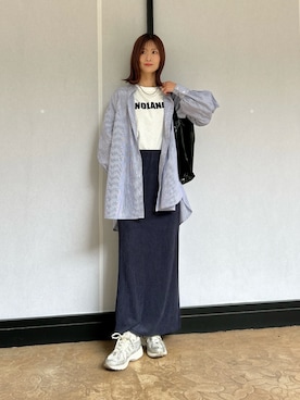 「ITEMS URBANRESEARCH（アイテムズ アーバンリサーチ）のボイルボリュームチュニック（シャツ/ブラウス、ブルー系）」を使った、ERIKAさん（レディース・161cm）の春コーディネート