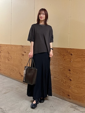 「SENSE OF PLACE by URBAN RESEARCH（センスオブプレイスバイアーバンリサーチ）のマーメイドマキシスカート（スカート、ブラック系）」を使った、ERIKAさん（レディース・161cm）の夏コーディネート