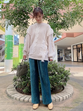 「ボリュームニット」｜「アイテム（その他）」を使った、ERIKAさん（レディース・161cm）の秋コーディネート