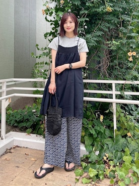 「アイテム（チュニック）」を使った、ERIKAさん（レディース・161cm）の夏コーディネート