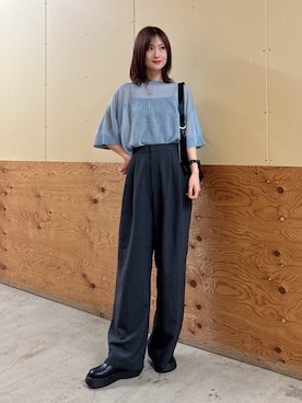 「ITEMS URBANRESEARCH（アイテムズ アーバンリサーチ）のシアーハンソデニットプルオーバー（ニット/セーター、ブルー系）」を使った、ERIKAさん（レディース・161cm）の春コーディネート