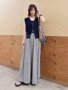 「アイテム（バンダナ/スカーフ）」を使った、ERIKAさん（レディース・161cm）の夏コーディネート
