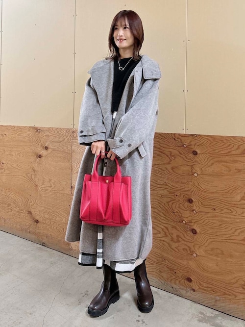 美品 ヨリ チェックオーバージャケット ワンピース コート フード マルチカラー 美品 ヨリ チェックオーバージャケット ワンピース コート