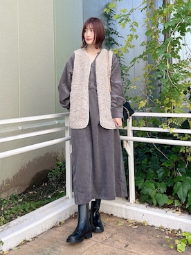 「アイテム（ワンピース/ドレス）」を使った、ERIKAさん（レディース・161cm）の秋コーディネート