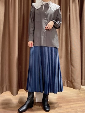 「レースカラー」｜ERIKAさん（レディース・161cm）の秋コーディネート