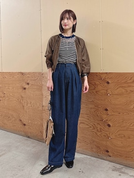 「アイテム（ブルゾン）」を使った、ERIKAさん（骨格ナチュラル・レディース・161cm）の秋コーディネート