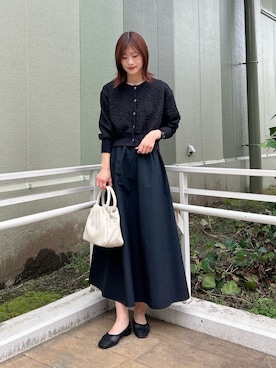 「ITEMS URBANRESEARCH（アイテムズ アーバンリサーチ）のフクレジャガードセットワンピ（ワンピース、ブラック系）」を使った、ERIKAさん（レディース・161cm）の春コーディネート