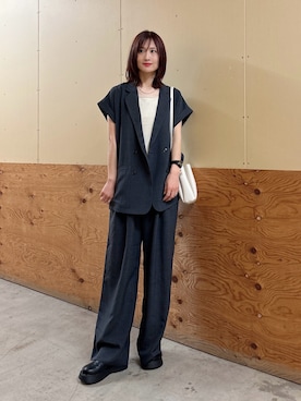 「RODE SKO（ロデスコ）のセンターステッチクロッグ（サンダル、ブラック系）」を使った、ERIKAさん（レディース・161cm）の夏コーディネート