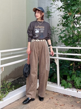 「アイテム（キャップ）」を使った、ERIKAさん（レディース・161cm）の秋コーディネート