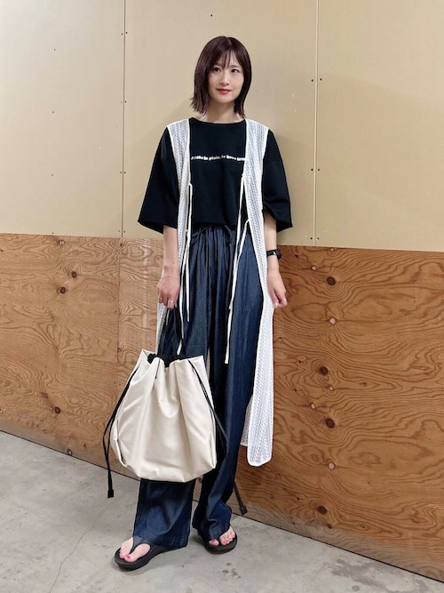 レーヨンデニムワイドパンツ