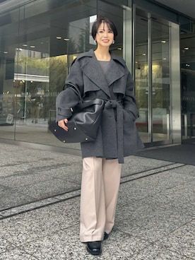 「アイテム（トレンチコート）」を使った、anuansさん（レディース・158cm）の冬コーディネート