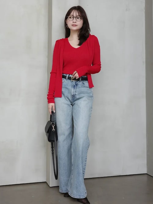 サイドタックカジュアルワイドデニム（デニムパンツ）｜anuans（ア