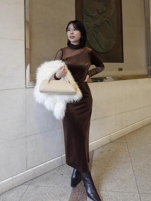 シアーコンビタイトワンピース（ワンピース）｜anuans（アニュアンス