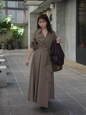 「anuans（アニュアンス）のストレッチロングブーツ（ブーツ、ブラウン系）」を使った、ánuansさん（レディース・162cm）の秋コーディネート